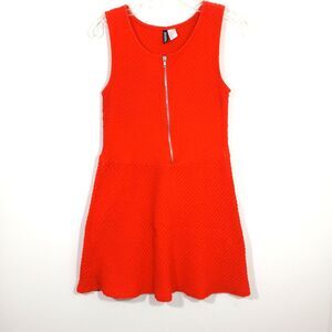 H&M DIVIDED Burnt Orange Waffle-Knit Sleeveless 100% Cotton Mini Dress Size M